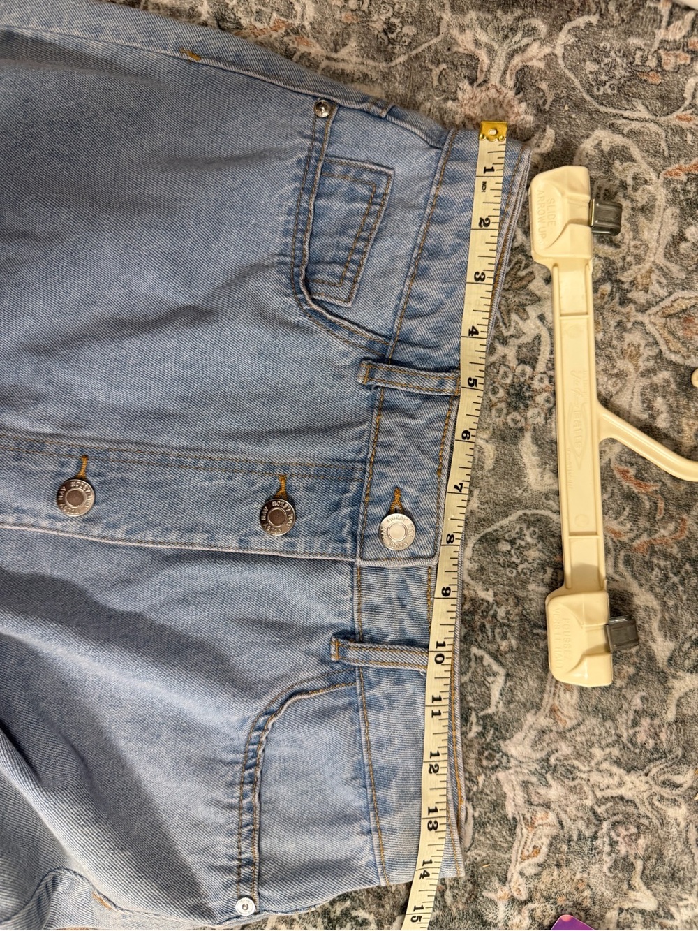 Noisy May Light Blue Denim Button-Front A-Line Skirt - Picture 7 of 7